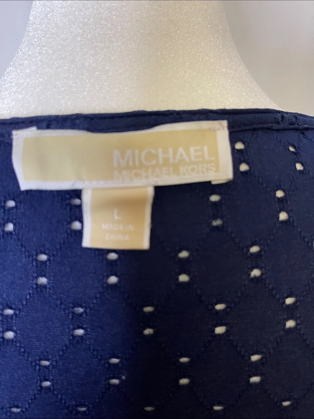 Michael Kors Navy Eyelet Side-Tie V-Neck Blouse